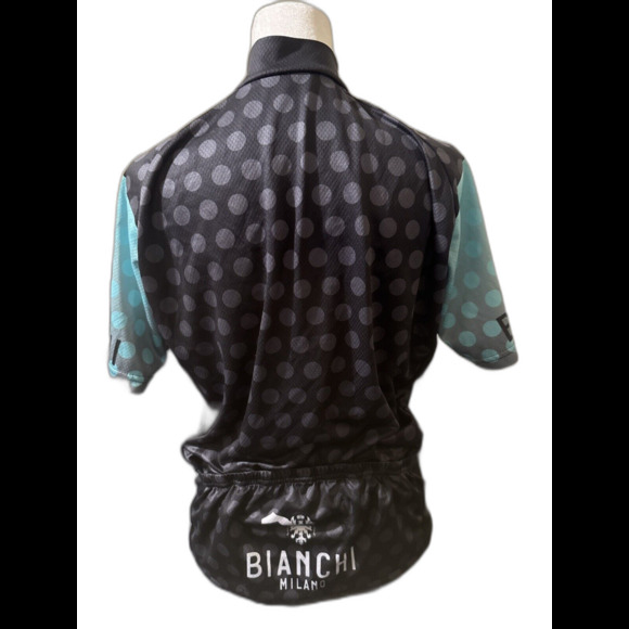 BIANCHI Milano Black & teal cycle wear activewear jersey Size Large 90's clothes - Picture 2 of 7